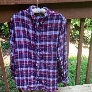 Pulp cotton plaid ruffle shirt